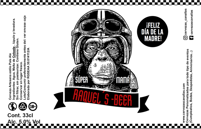 Cerveza Personalizada día Madre - Mono Motero