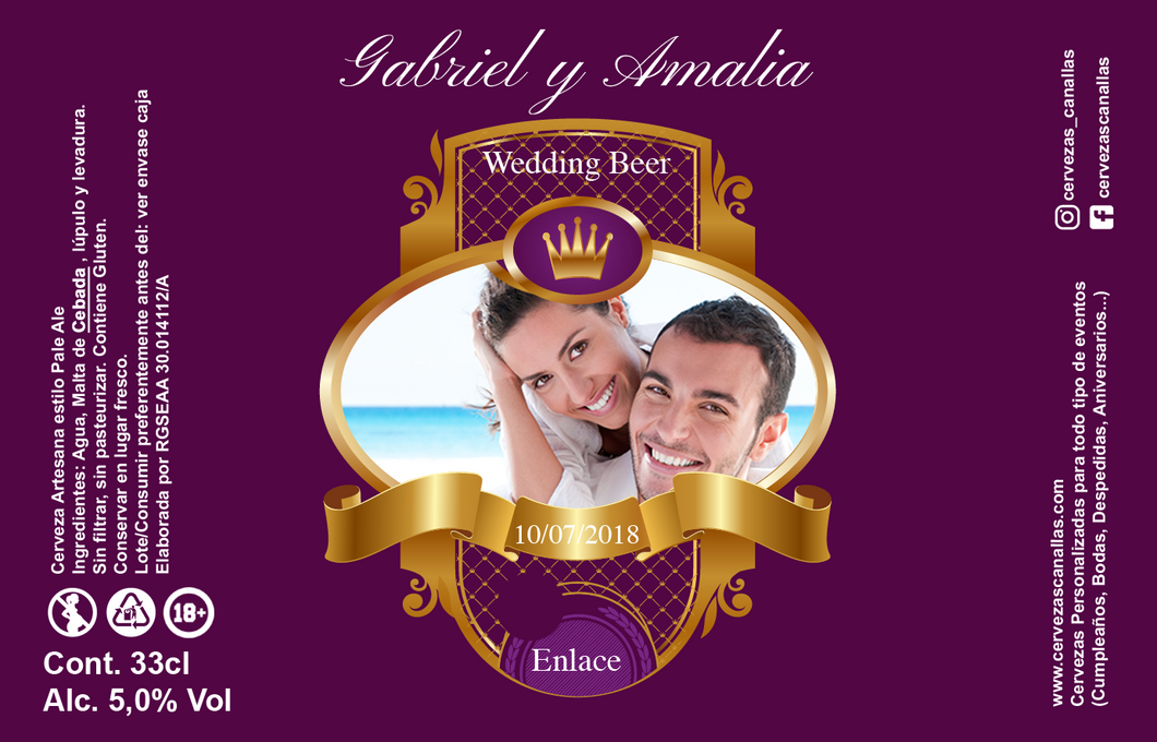 Cerveza Personalizada Bodas - Malva