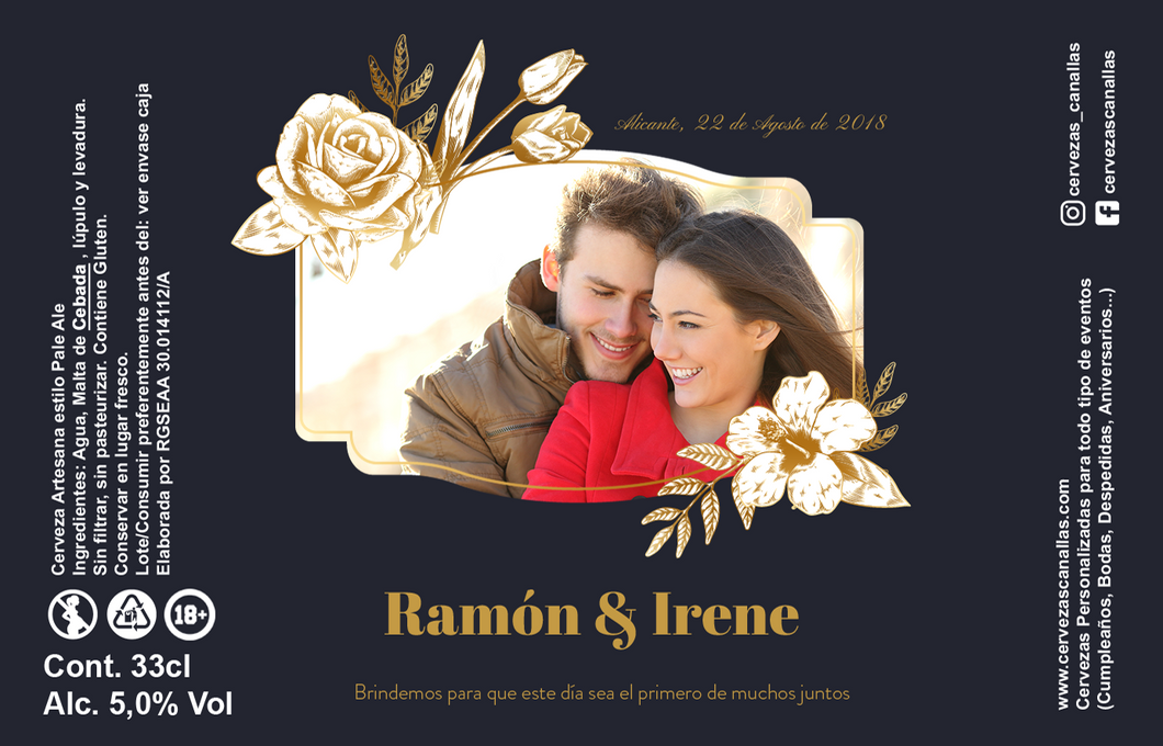 Cerveza Personalizada Bodas - Flores