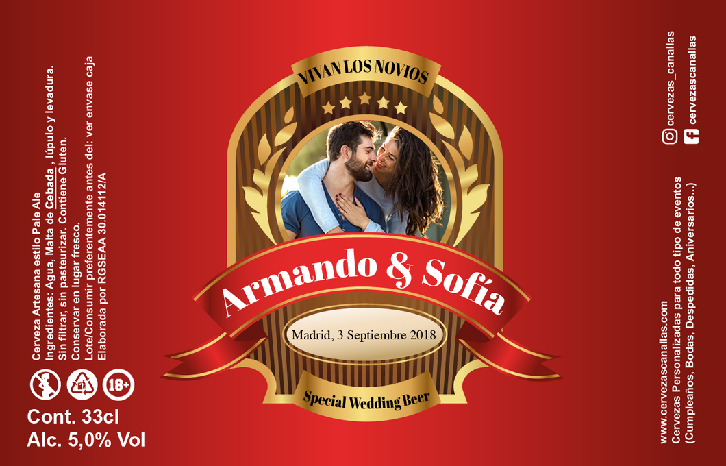 Cerveza Personalizada Bodas - Red Love