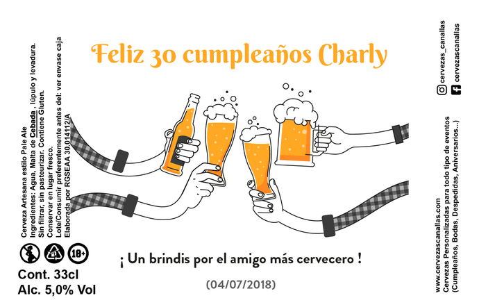 Cerveza Personalizada Cumpleaños - Brindis