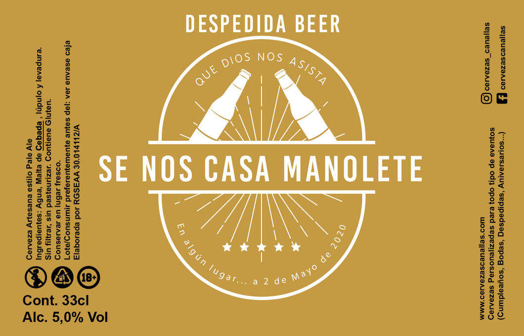 Cerveza Personalizada Despedida - Gold