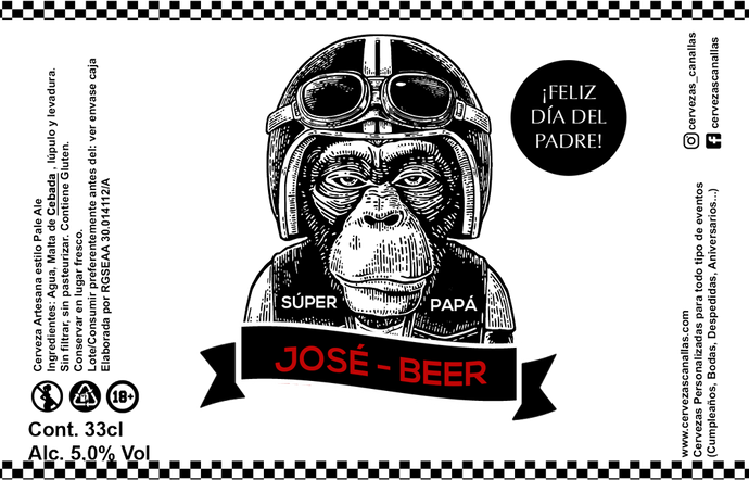 Cerveza Personalizada día Padre - Mono Motero