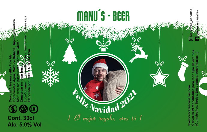 Cerveza Personalizada Navidad - Bola Navideña