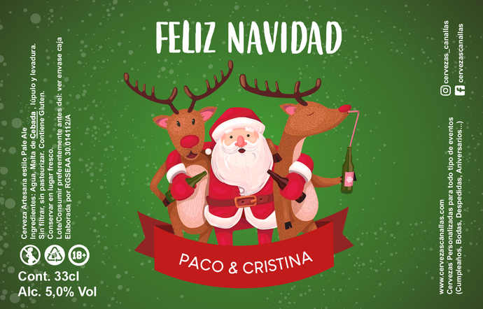 Cerveza Personalizada Navidad - RenosNoel