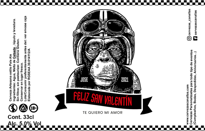 Cerveza Personalizada San Valentín - MonoMotero