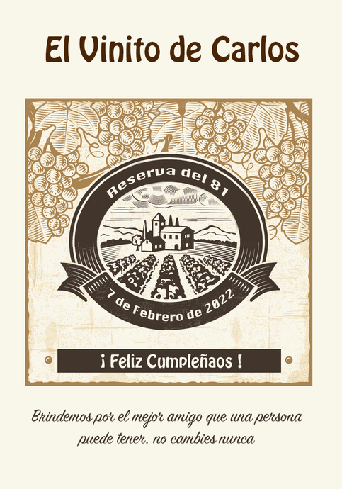 Vino Personalizado Cumpleaños - Viñedo