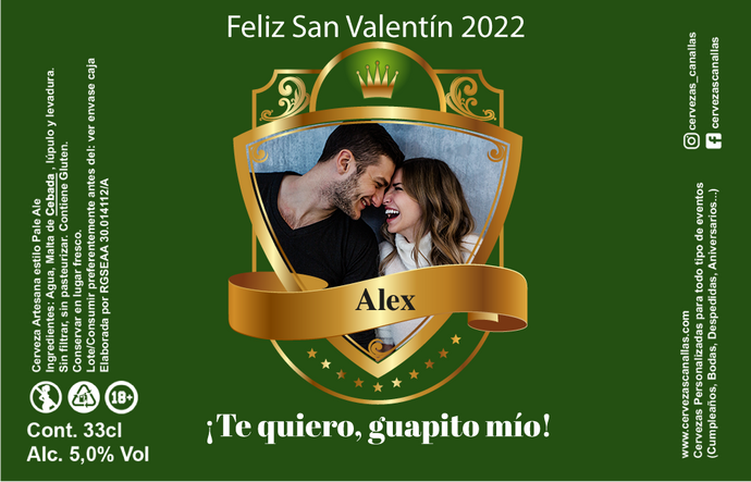 Cerveza Personalizada San Valentín - Green